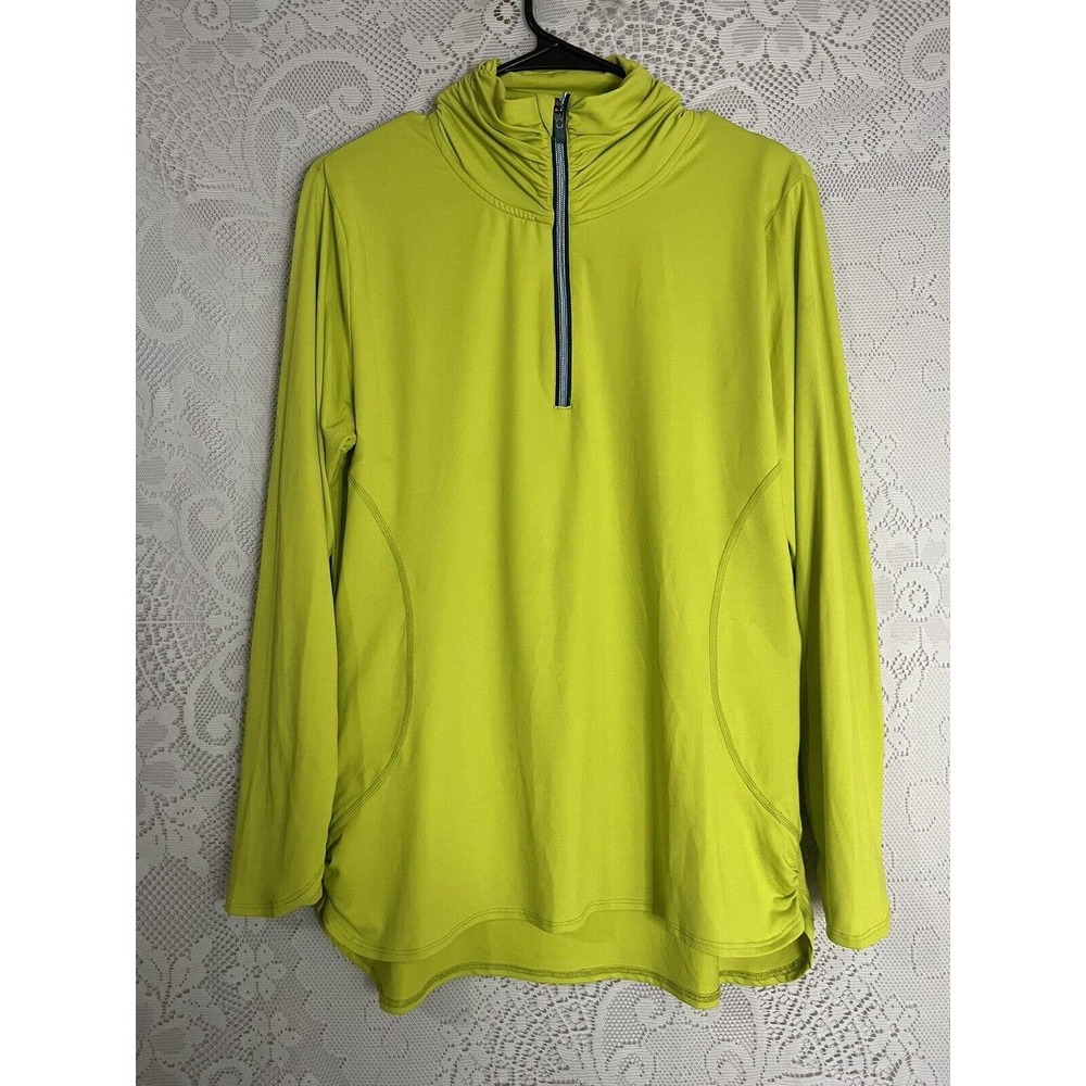 Title Nine 1/4 Zip Pullover Top Women’s Size Large Neon Green Long Sleeve